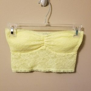 Neon Yellow Lace Bandeau Crop Top